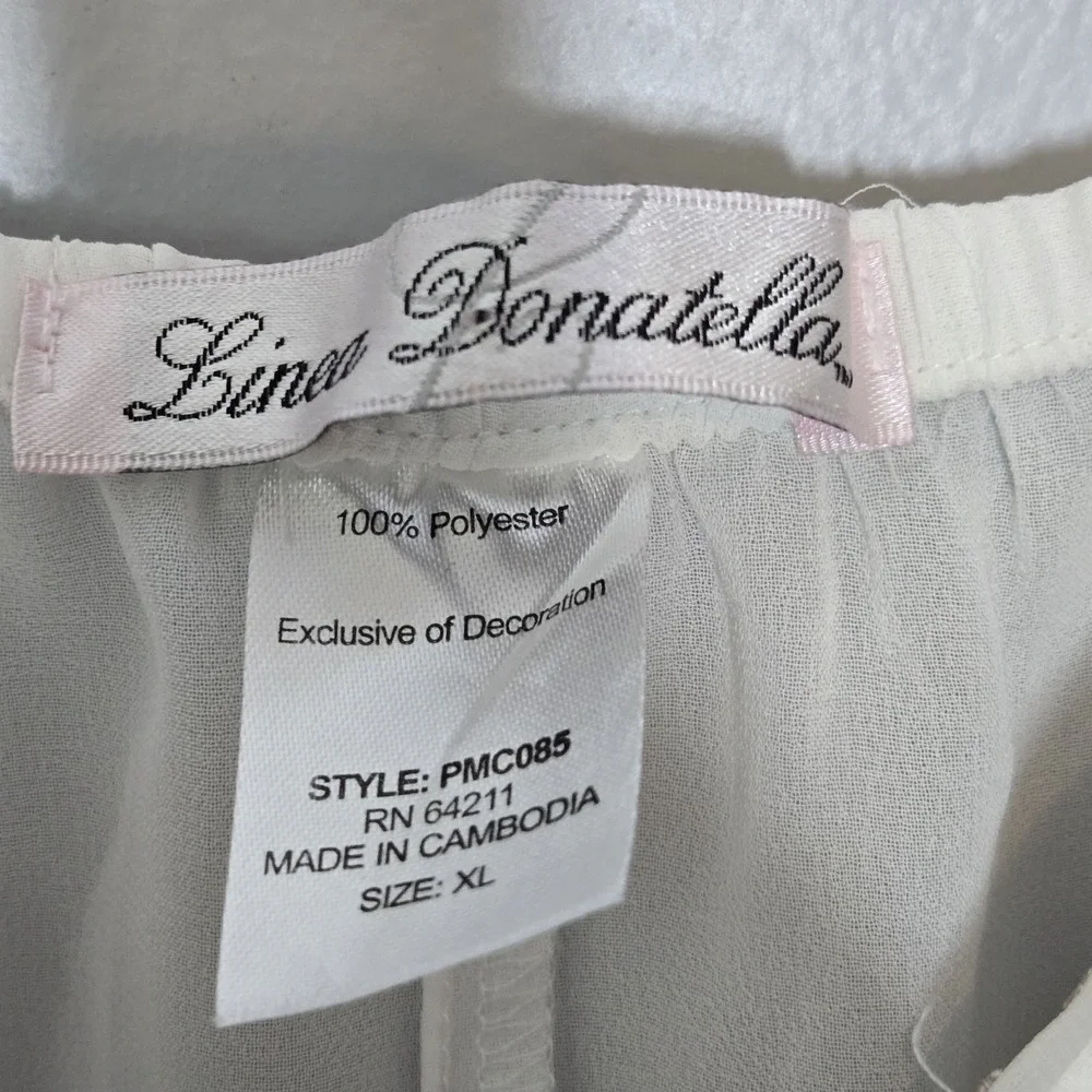 Linea Donatella Ivory Lace‎ Babydoll Chemise XL Bridal Sheer Chiffon Lingerie